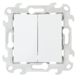 Двухклавишный выключатель 10AX 250В~ белого цвета S24 Harmonie 2450398-030 Simon