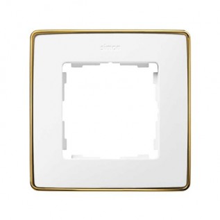 Рамка на 1 пост белого цвета с металлическим основанием цвета золото S82 Detail 8201610-245 Simon