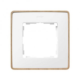 Рамка на 1 пост белого цвета с деревянным основанием натурального цвета бук S82 Detail 8201610-270 Simon