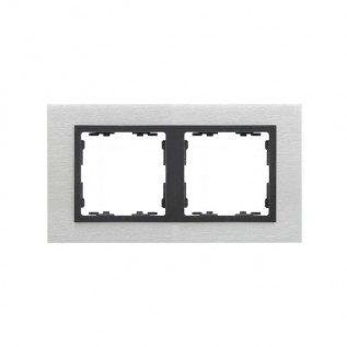 Рамка на 2 поста металл матовая сталь с центральной частью цвета графит S82 Nature 82827-31 Simon