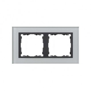 Рамка на 2 поста стекло серого цвета с центральной частью цвета графит S82 Nature 82827-35 Simon